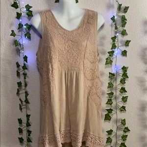 Tan tank top with lace